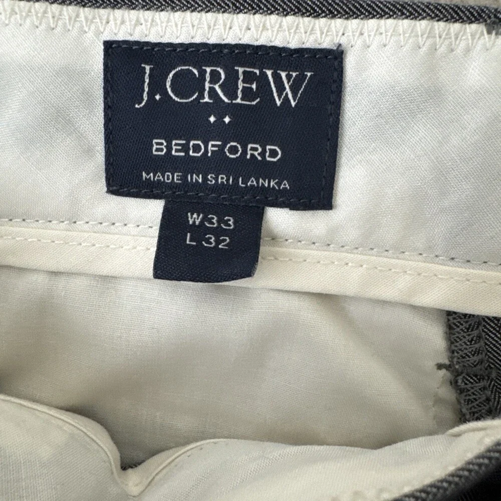 J‎ Crew Bedford Dress Pants Mens 33x31 Grey Herringbone Cotton
